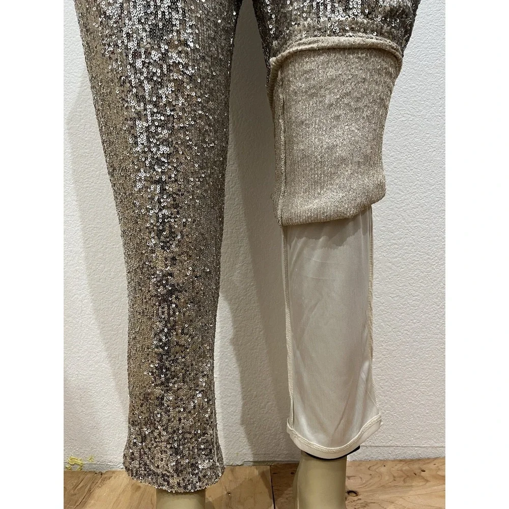 NWT Cable & Gauge‎ Silver/Gold Sequined Lined Party Pants XL.